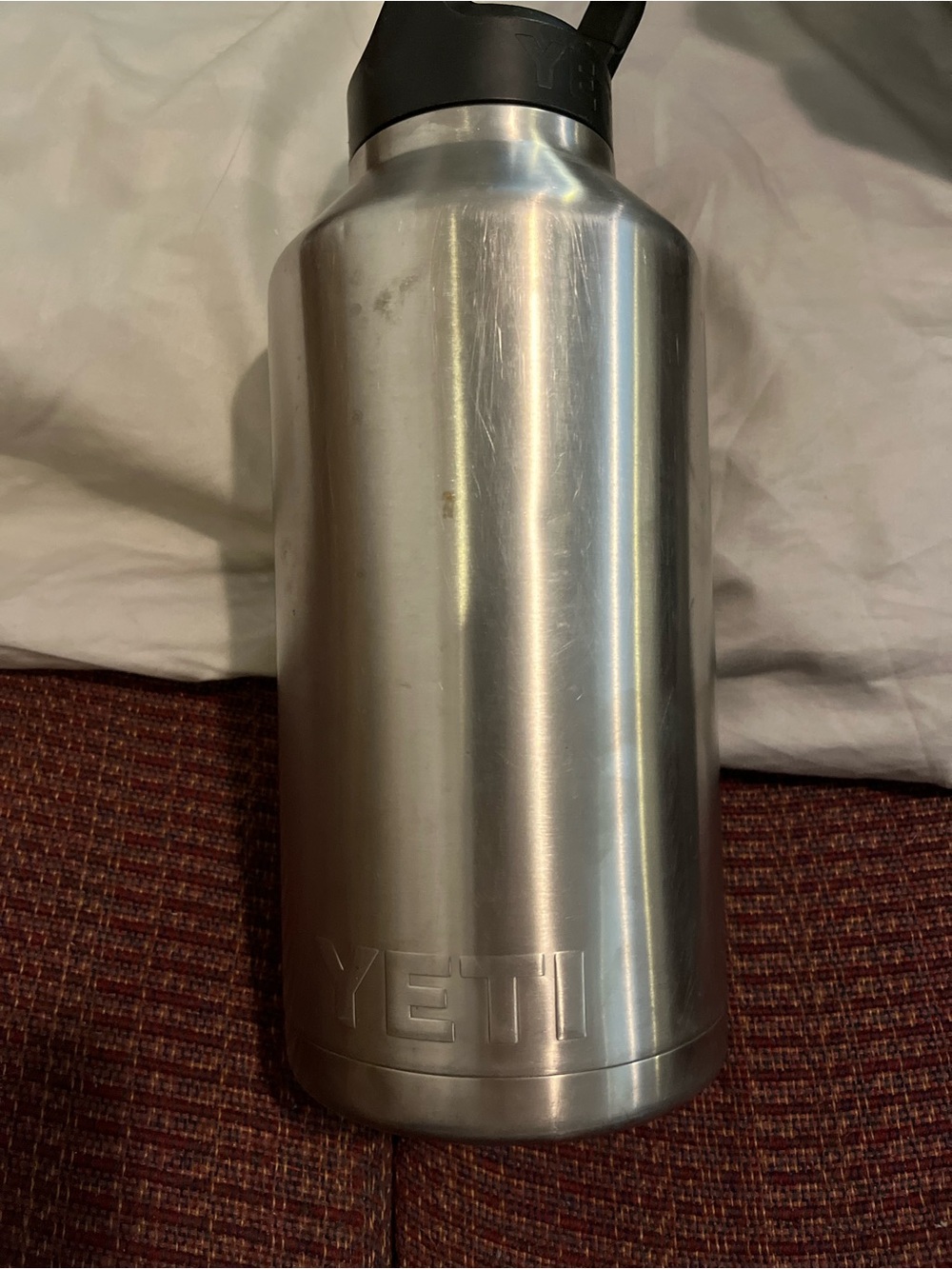 Yeti Stainless Steel Bottle in Silver with Black Cap